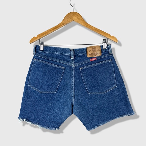 Wrangler Denim Cutoff Short Shorts Mens 32 Blue Vintage Western Raw Hem Cowboy - Picture 4 of 8